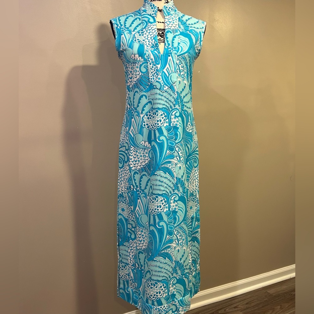 Jude Connally Turquoise & White Printed Midi Dress - Picture 9 of 16